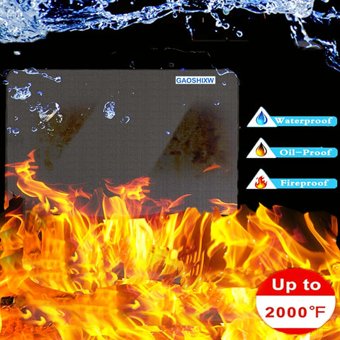 Image of under Grill Mat for Outdoor Grill 48 X 30 Inches Thickened Fireproof Grill Mat for Fire Pit Matt Grill Mats for Outdoor Grill Deck and Patio Protector BBQ Floor Mats