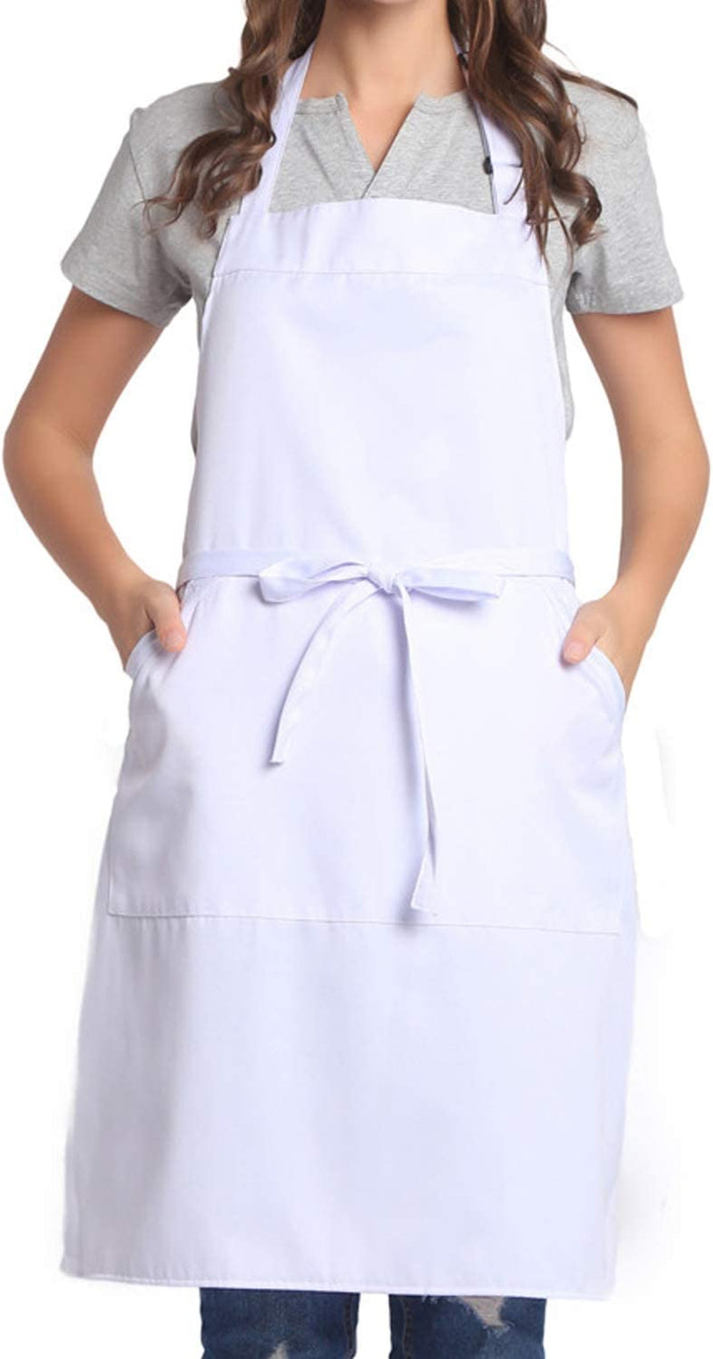 Adjustable Bib Apron with Long Ties for Women Men 18 Colors Chef Kitchen Cooking