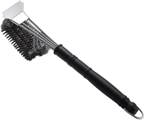 Image of Grill Cleaning Brush and Scraper for Safe Cleaning Stainless Steel BBQ Accessories Tool with Hanging Loop, Size 18''X 2.7''