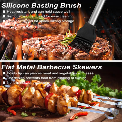 24PCS BBQ Tools Set Grill Accessories for Outdoor Grill Utensils Stainless Steel Grilling Tools Set for Christmas Birthday Presents, Barbecue Accessories Kit Ideal Grilling Gifts for Men Women