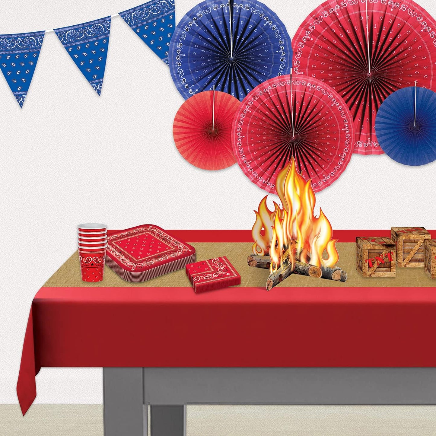 Beistle Three Dimensional Cardstock Paper Campfire Centerpiece Summer Camping Theme Western Party Decorations, Brown/Orange/Yellow, 12" X 10.5"