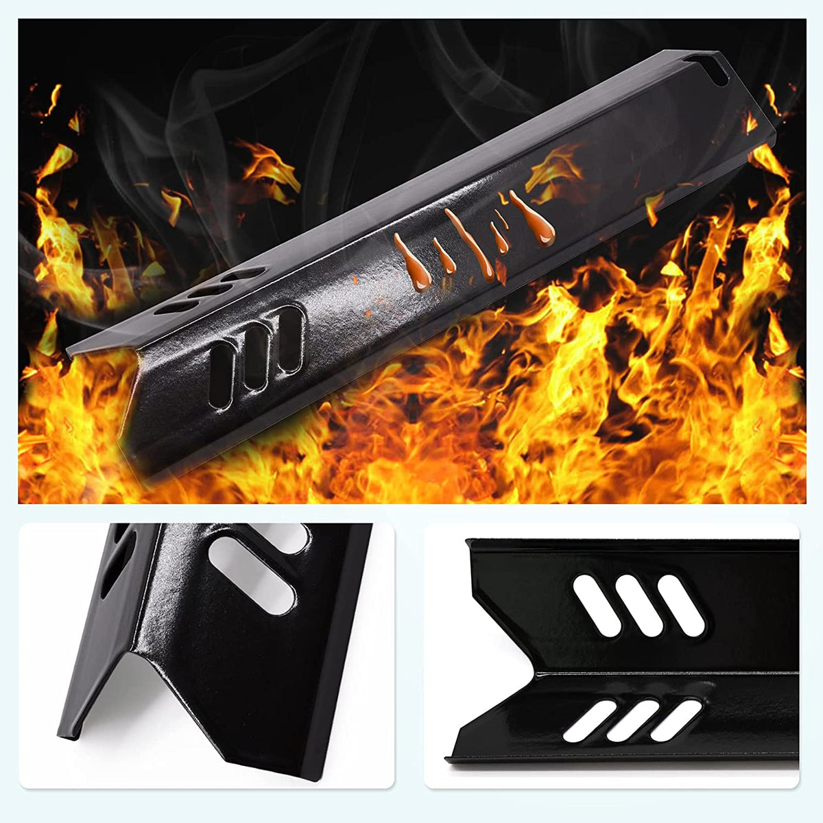 Porcelain Grill Heat Shields Replacment for Dyna-Glo DGF510SBP, DGF493BNP, Barbeque Grill Heat Plates for Backyard Grill Replacement Parts BY15-101-001-02, BY13-101-001-13, GBC1460W