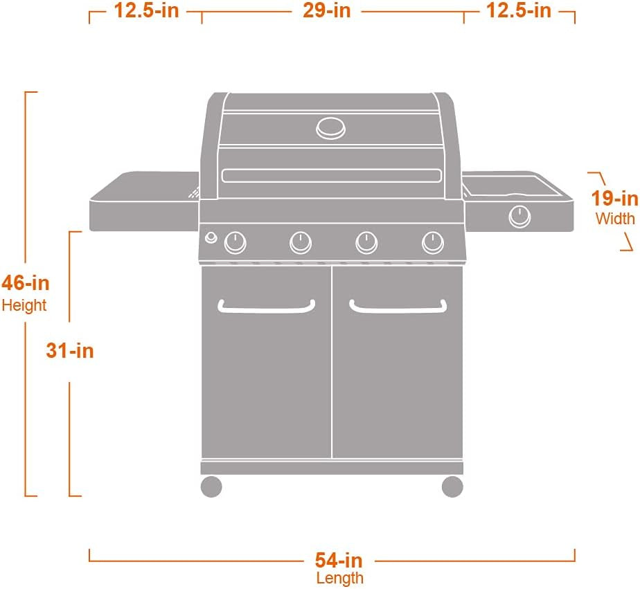 Monument Grills Larger Convertible 4-Burner Natural Gas Grill Stainless Steel Cabinet Style Propane Grills, LED Controls,Side Burner(Without Conversion Kit)