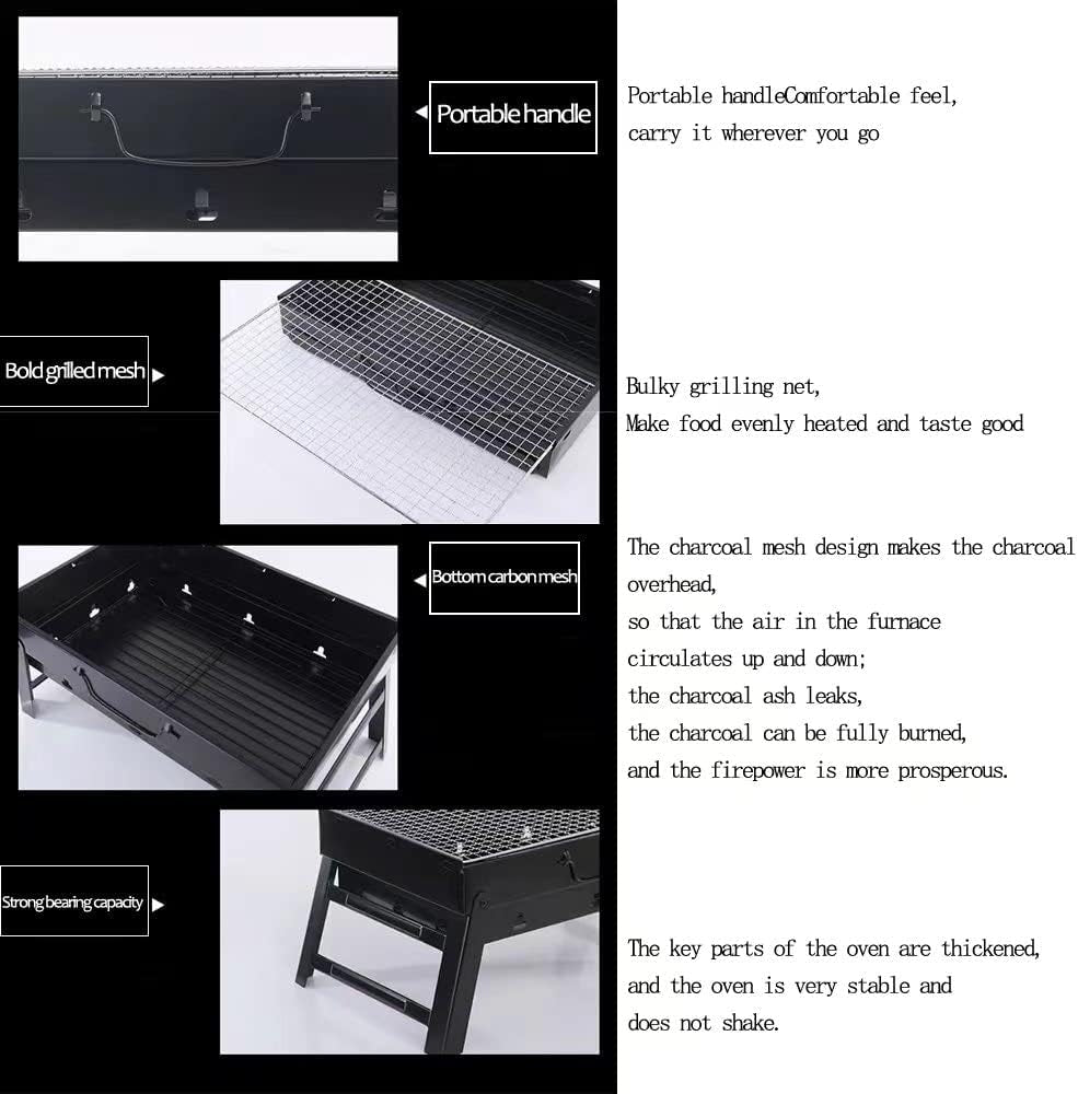 Folding Portable Barbecue Charcoal Grill, Barbecue Desk Tabletop Outdoor Stainless Steel Smoker BBQ for Outdoor Cooking Camping Picnics Beach