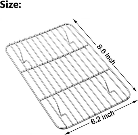 Image of E-Far Small Baking Rack Set of 2, Stainless Steel Metal Roasting Cooking Racks, Size – 8.6"X6.2", Non Toxic & Rust Free, Fit for Small Toaster Oven, Dishwasher Safe