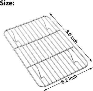 E-Far Small Baking Rack Set of 2, Stainless Steel Metal Roasting Cooking Racks, Size – 8.6"X6.2", Non Toxic & Rust Free, Fit for Small Toaster Oven, Dishwasher Safe