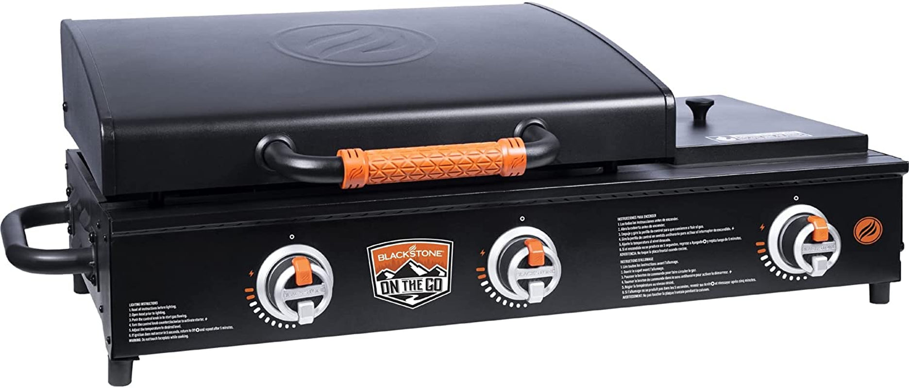 1860 on the Go Range Top Combo with Hood & Handles Heavy Duty Flat Top BBQ Griddle Grill Station for Kitchen, Camping, Outdoor, Tailgating 22 Inch Black