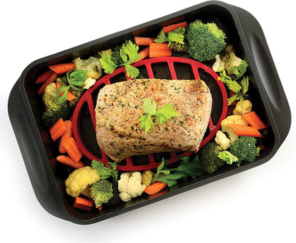 Norpro 405 Oval Silicone Roast Rack, Red 9X6