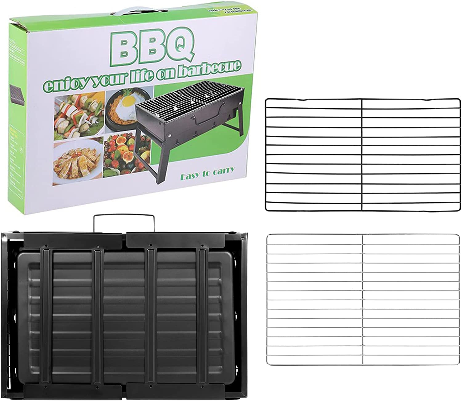 Uten Charcoal Grill, BBQ Grill Folding Portable Lightweight Smoker Grill, Barbecue Grill Small Desk Tabletop Outdoor Grill for Camping Picnics Garden Beach Party 17''X11.6''X 2.6''