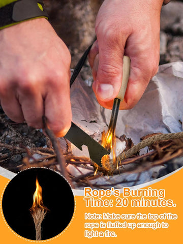 Image of Fire Starter Survival Tool, Fire Starter Kit Includes Magnesium Rod Steel Striker, 2 Pcs Wick Hemp Rope & Multifunctional Outdoor Bag / 50 Pcs Wax-Soaked Fire Plugs, Fire Starters for Campfires