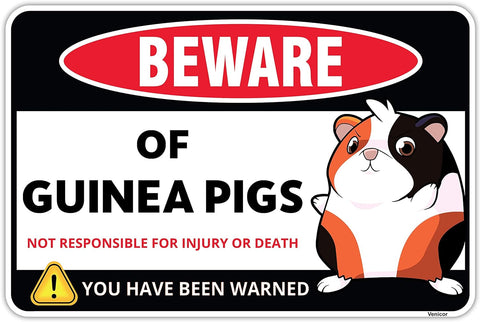 Image of Guinea Pig Sign Decor - 8 X 12 Inches - Aluminum - Guinea Pig Gifts for Guinea Pig Lovers - Cage Accessories Toys Stickers Stuff