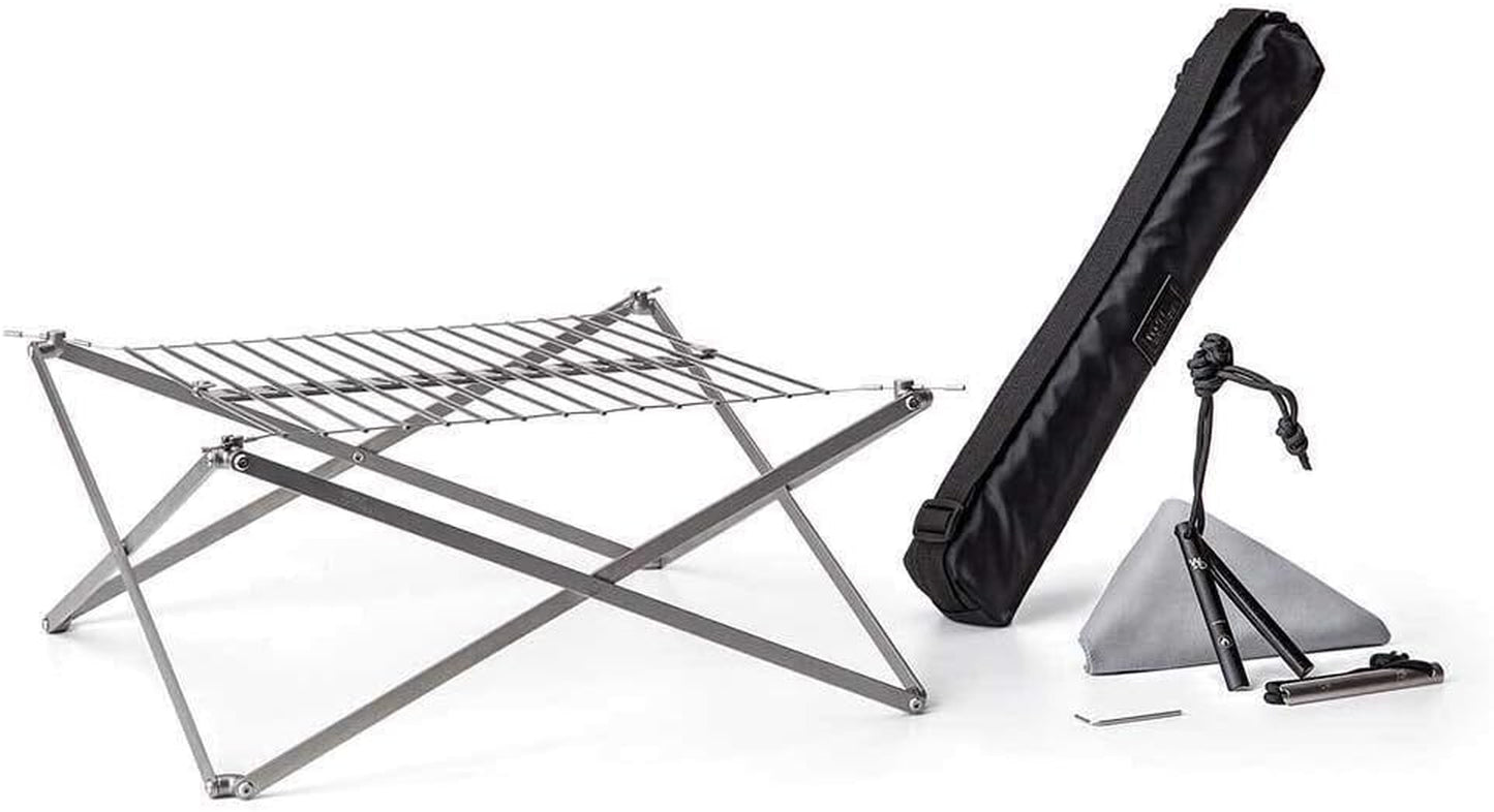 Wolf and Grizzly Grill + Fire Set | Camping Grill for Backpacking, Camping and Bushcraft | the Perfect Compact, Folding Grill for Your Next Adventure | Camping Grill Grate over Fire/Campfire Grill…