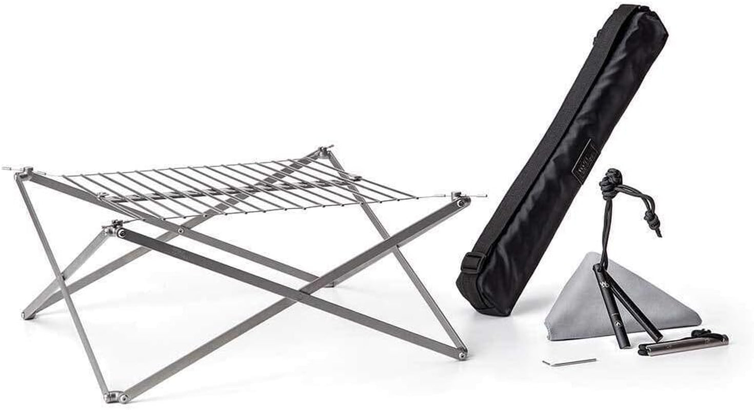 Wolf and Grizzly Grill + Fire Set | Camping Grill for Backpacking, Camping and Bushcraft | the Perfect Compact, Folding Grill for Your Next Adventure | Camping Grill Grate over Fire/Campfire Grill…