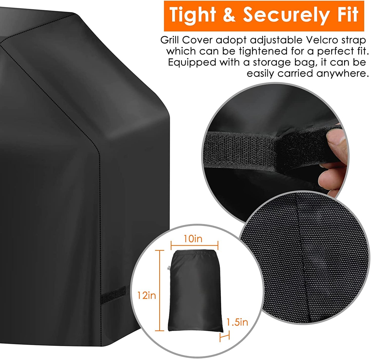 Grill Cover, BBQ Cover 59 Inch,Grill Covers Waterproof,Anti-Uv & Fade Resistant, Barbecue Grill Cover with Velcro Straps,Gas Grill Cover Rip Resistant,For Weber,Char Broil,Nexgrill Grills