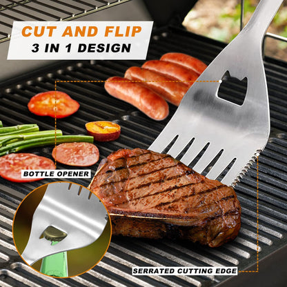 5PCS BBQ Grill Accessories for Outdoor Grill Set Stainless Steel Camping BBQ Tools Grilling Tools Set for Father'S Day Birthday Presents, Grill Utensils Set Ideal Grilling Gifts for Men Dad