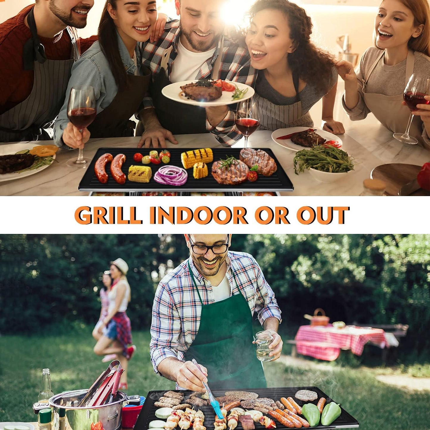 Raclette Grill,  Electric Table Indoor Grill Korean BBQ Grill, Removable 2-In-1 Non-Stick Grill Plate, 1500W Fast Heating with 8 Cheese Melt Pans, Ideal for Parties and Family Fun (Silver)