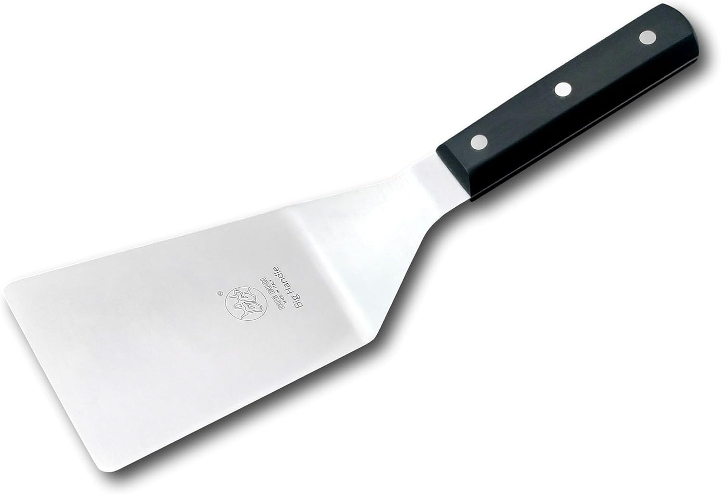 DUE BUOI Big Handle Wide Spatula Blade Dimension 4" X 6.1/3". Good for Burger Kitchen Bbq Grill Griddle Pastry. Non-Stick Durable. ICQ Approved.
