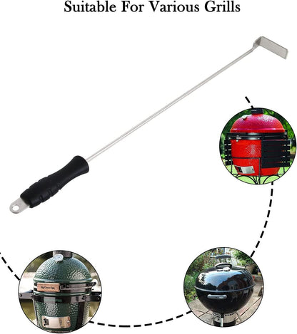 18 Inch BBQ Ash Tool for Kamado Joe Charcoal Smoker Big Green Egg Wood Burning Stove Ash Rake Grilling Poker Accessories Charcoal Garden Tools Grill Cleaning Tools