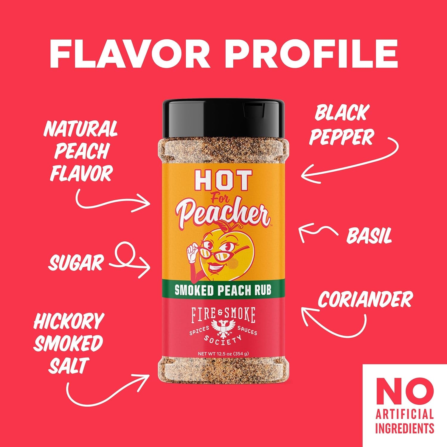 Fire & Smoke Society Hot for Peacher Smoked Peach BBQ Rub Seasoning for Smoking and Grilling Meat, Pork Ribs Chops, Poultry, Turkey, Burger, Chicken Wings, Barbecue Dry Rubs and Spices, 2-Pack
