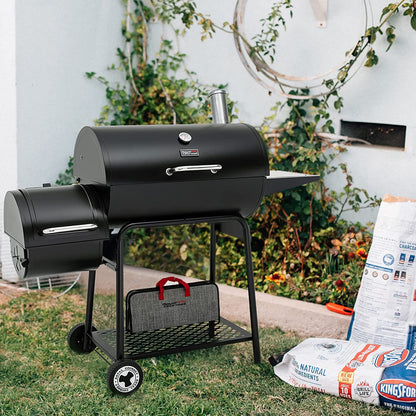 CC1830M 30-Inch Barrel Charcoal Grill with Offset Smoker, 811 Square Inches, Outdoor Backyard, Patio and Parties, Black, Large