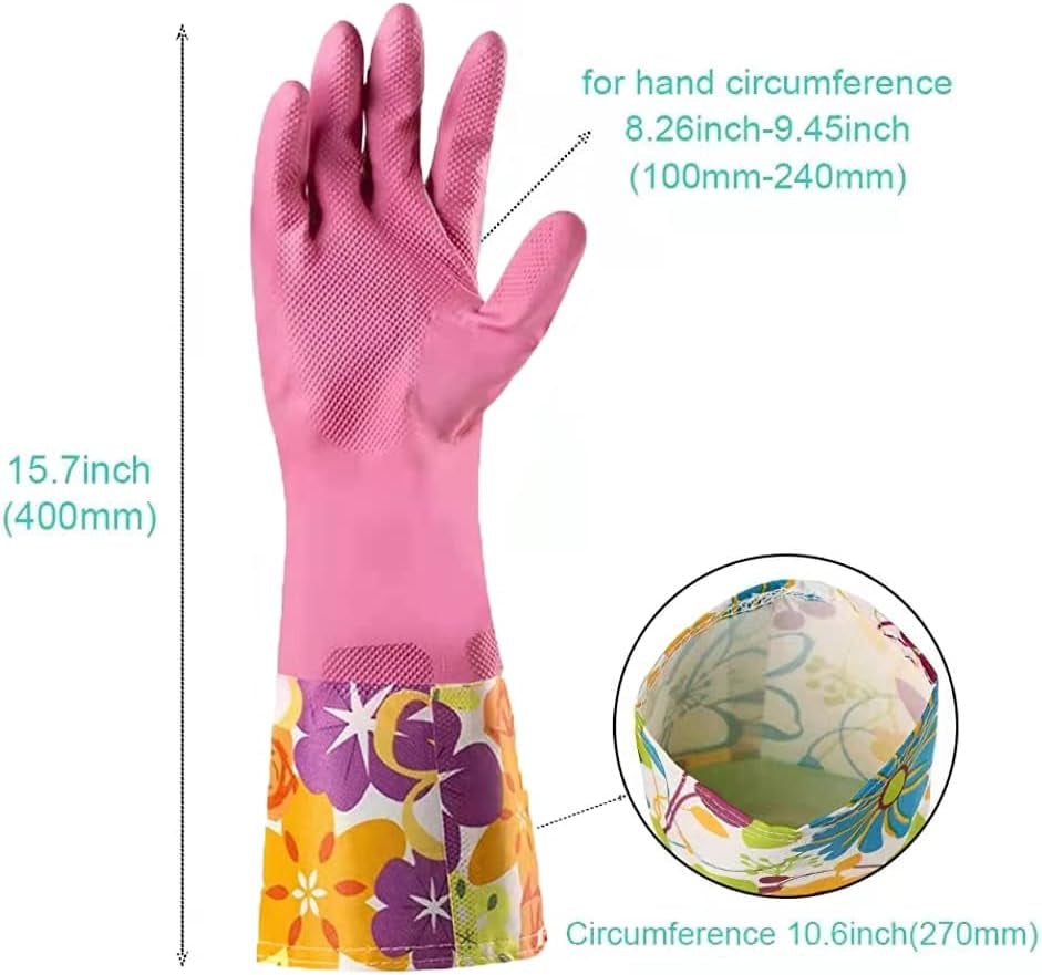 Dishwashing Rubber Gloves,  Non-Slip Household Laundry Kitchen Cleaning Gloves, Reusable PU Waterproof Latex Gloves