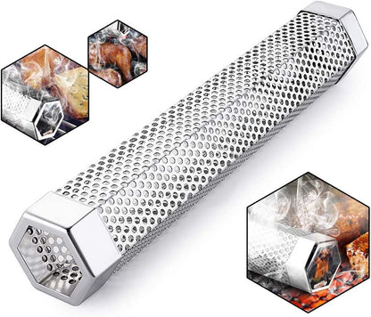 Pellet Smoker Tube for Grilling, 12 Inches Premium Stainless Steel BBQ Wood Pellet Tube Smoker for Gas Charcoal Electric Grill or Smokers, Hexagonal