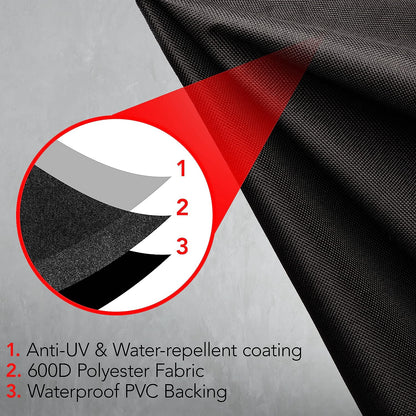 Grilltough Heavy Duty BBQ Grill Cover for Outdoor Grill, 52 Inch – Waterproof, Weather Resistant, UV & Fade Resistant with Adjustable Straps – Gas Grill Cover for Weber, Genesis, Charbroil, Etc. Black