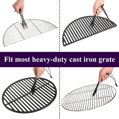 Grill Grate Lifter Grill Cast Iron Cooking Grid Lifter,Big Green Egg Cast Iron Cooking Grate Handling Lifter Accessories for Moving Cast Iron and Stainless Steel Grilling Nets