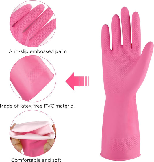 Rubber Gloves Dishwashing 2 or 4 Pairs for Kitchen,Cleaning Gloves for Household Reuseable.