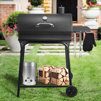 Charcoal Grills Outdoor BBQ Grill 30INCH Barrel Charcoal Grill with Side Table, 627 Square Inches, Outdoor Backyard Camping Picnics, Patio and Parties, Black by