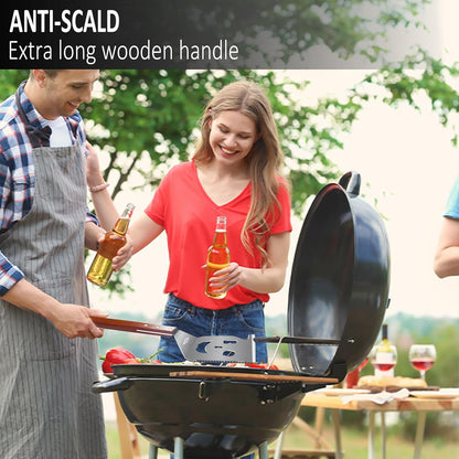 STEVEN-BULL S Heavy Duty BBQ Grill Tongs and Spatula for Outdoor Grill, 17” Long 5-In-1 Grill Spatula Comes with an 16” Long Locking Kitch Tongs, Best BBQ Gift for Barbecue Grilling Master