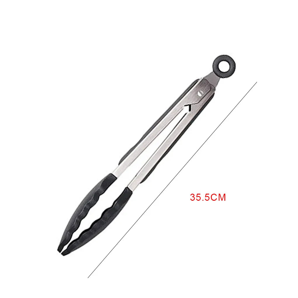 Silicone BBQ Grilling Tong Salad Bread Serving Tong Non-Stick Kitchen Barbecue Grilling Cooking Tong with Joint Lock