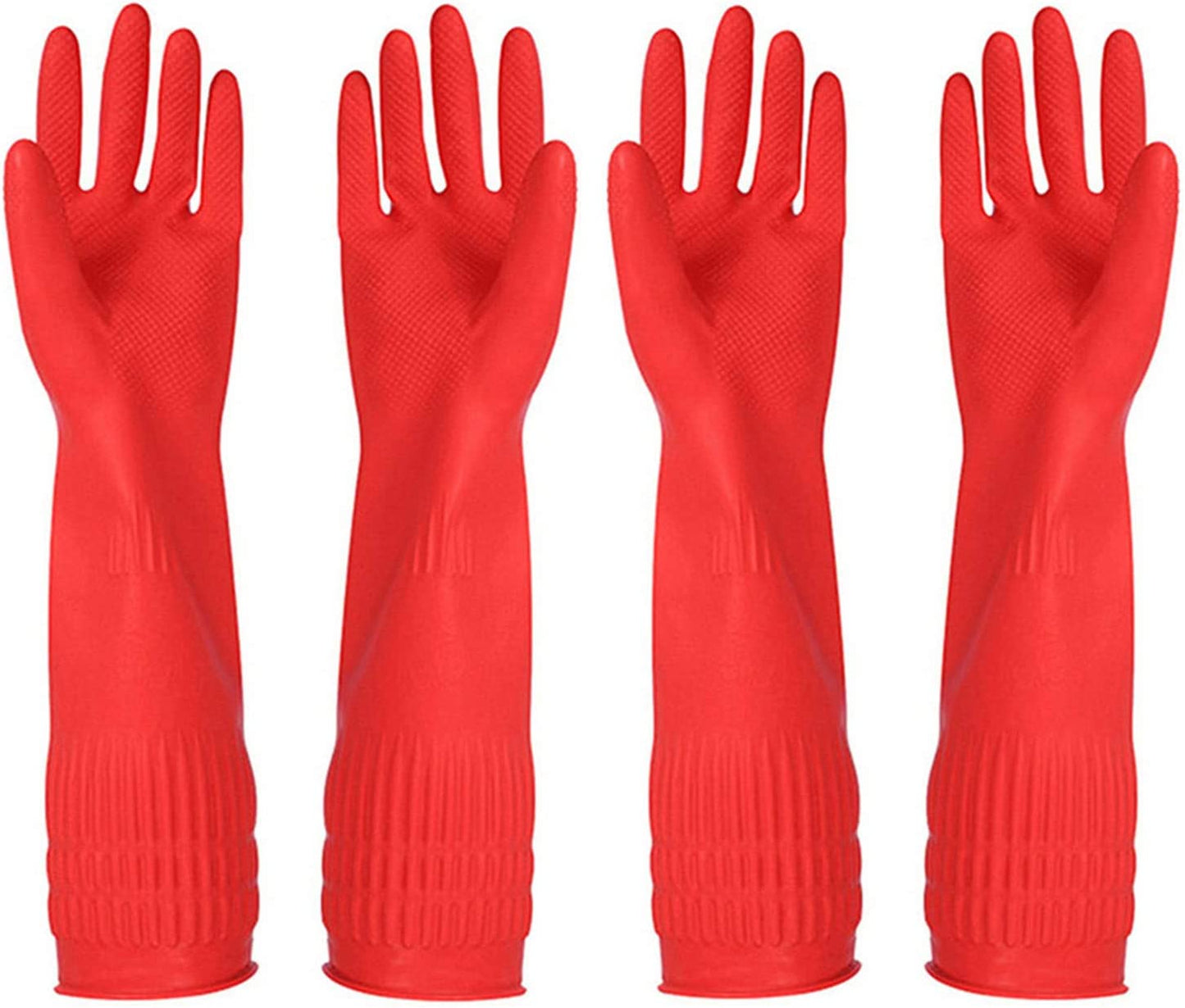 Rubber Cleaning Gloves Kitchen Dishwashing Glove 2-Pairs and Cleaning Cloth 2-Pack,Waterproof Reuseable. (Medium)