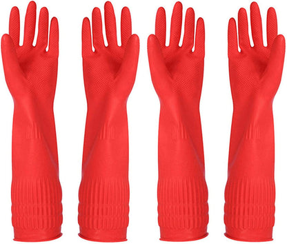 Rubber Cleaning Gloves Kitchen Dishwashing Glove 2-Pairs and Cleaning Cloth 2-Pack,Waterproof Reuseable. (Medium)