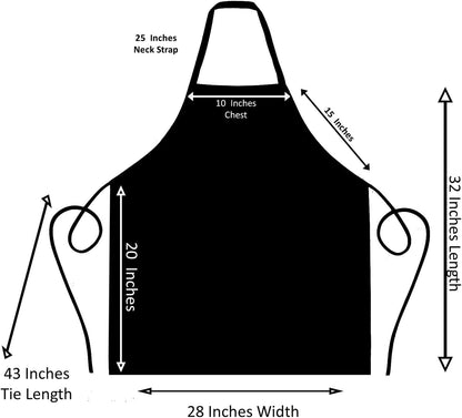 Aprons Unisex Bib Aprons - 100% Polyester Chef Apron with Extra Long Ties – Cooking Apron for Men Women