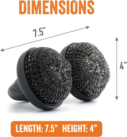 ™ Premium BBQ Grill Brush Easy Grip Double Pad Stainless Steel Cleaner for Gas and Charcoal Grill- Safe for Ceramic, Steel, Cast Iron Grill Grate- Grilling Gifts