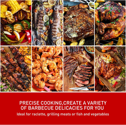 Electric BBQ Grill  15-Serving Indoor/Outdoor Electric Grill for Indoor & Outdoor Use, Double Layer Design, Portable Removable Stand Grill, 1600W (Stand Red BBQ Grills)