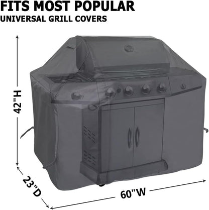 Icover Grill Cover, 600D Heavy Duty with Mesh Air Vent, 60 Inch Waterproof Barbecue Gas Smoker Cover, UV and Fade Resistant, for Weber Char-Broil Nexgrill Brinkmann and More
