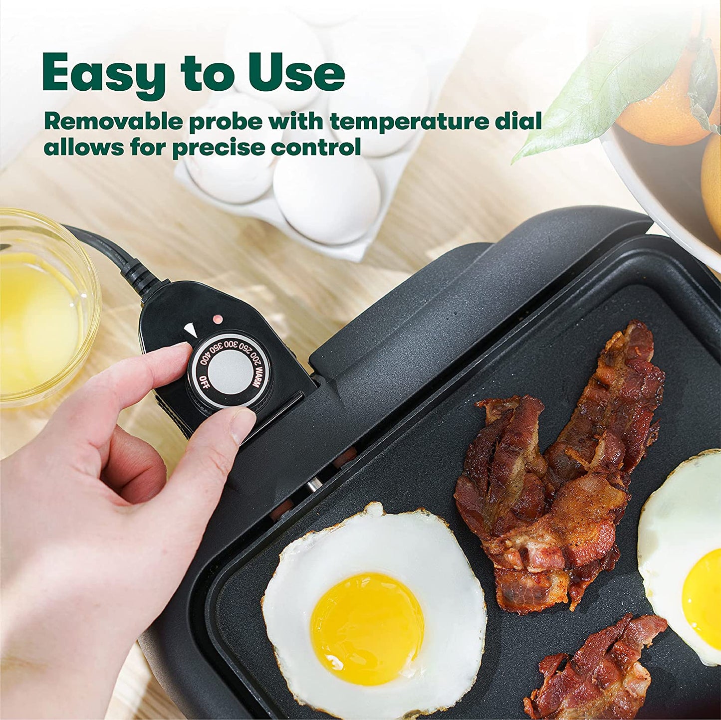 Electric Griddle with Warming Tray - Smokeless Indoor Grill, Nonstick Surface, Adjustable Temperature & Cool-Touch Handles, 10" X 18", Copper/Black