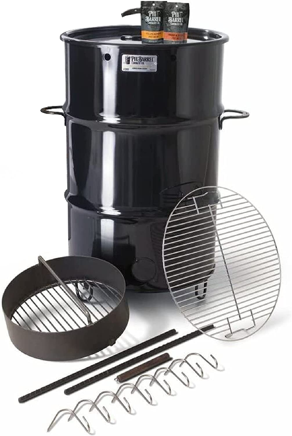 Pit Barrel Cooker Classic Package - 18.5 Inch Drum Smoker | Porcelain Coated Steel BBQ Grill | Includes 8 Hooks, 2 Hanging Rods, Grill Grate and More