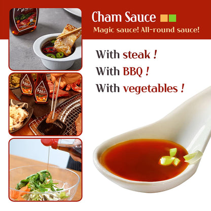 WOORI CHAM SAUCE Korean BBQ Soy Sauce, #1 Steak Sauce in Korea, Magic Sauce for Korean BBQ, Kalbi, Bulgogi, and Pickles, (10.6Oz, 1) (3 Pack)