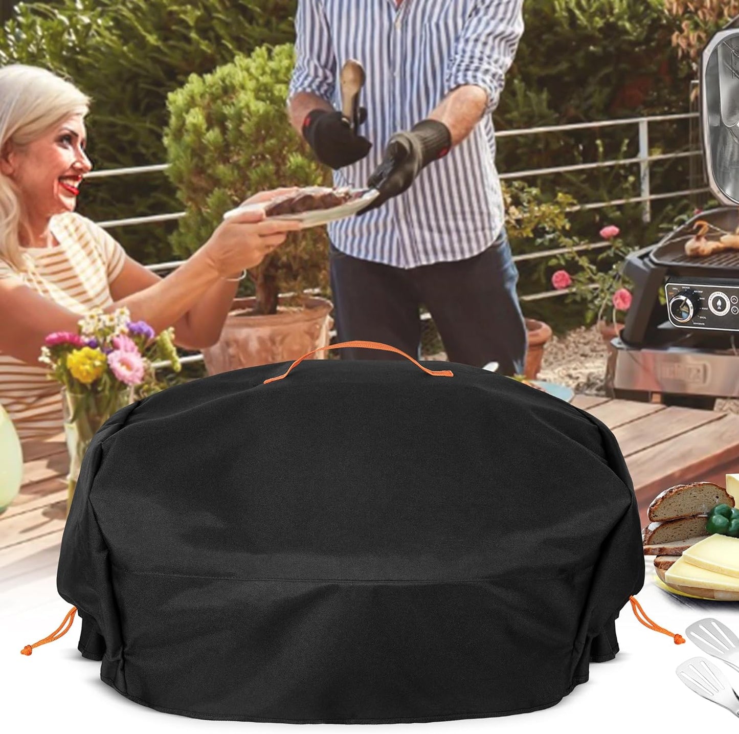 Grill Cover Compatible with Ninja OG701 OG751 Woodfire Grill, BBQ Grill Accessories Bag with Handle & Inner Pocket, Compatible with Ninja OG700 Series Outdoor 7-In-1 Grill Smoker, Cover Only