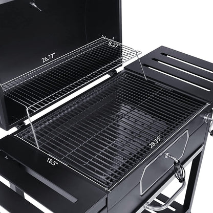 CD2030AN 30-Inch Charcoal Grill, Deluxe BBQ Smoker Picnic Camping Patio Backyard Cooking, Black, Large