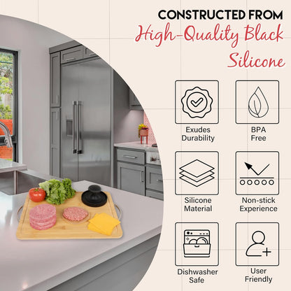 Burger Patty Maker W/100 Unbleached Patty Papers - Hamburger Press Patty Maker for 4.5-6" Hamburger Patties - Non Stick Silicone Burger Press Patty Maker - Dishwasher Safe Hamburger Patty Maker