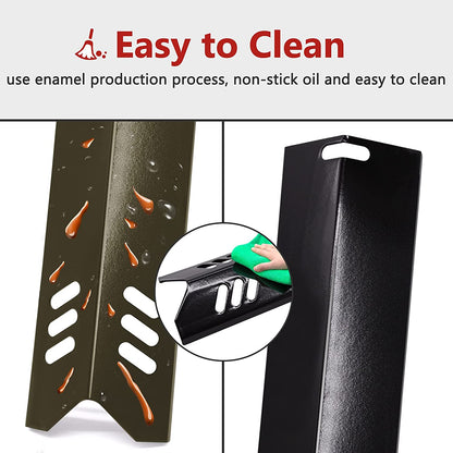 15 Inch Porcelain Grill Heat Shields Replacment for Dyna-Glo DGF510SBP, DGF493BNP, Set of 4 Barbeque Grill Heat Plates for Backyard Grill Replacement Parts BY15-101-001-02, BY13-101-001-13, GBC1460W