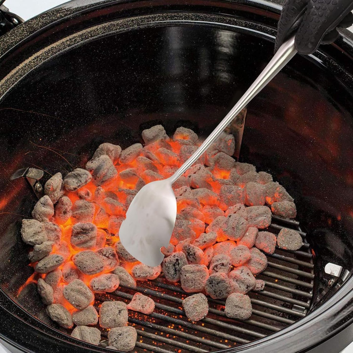 OLIGAI BBQ Charcoal Rake,Heavy-Duty Stainless Steel Charcoal Grill Ash Rake for Fireplace,Wood Stove,Grill,Charcoal Grill Poker for Smoker,Ceramic,Kamado,Vision Grills Cleaning Tool Accessories