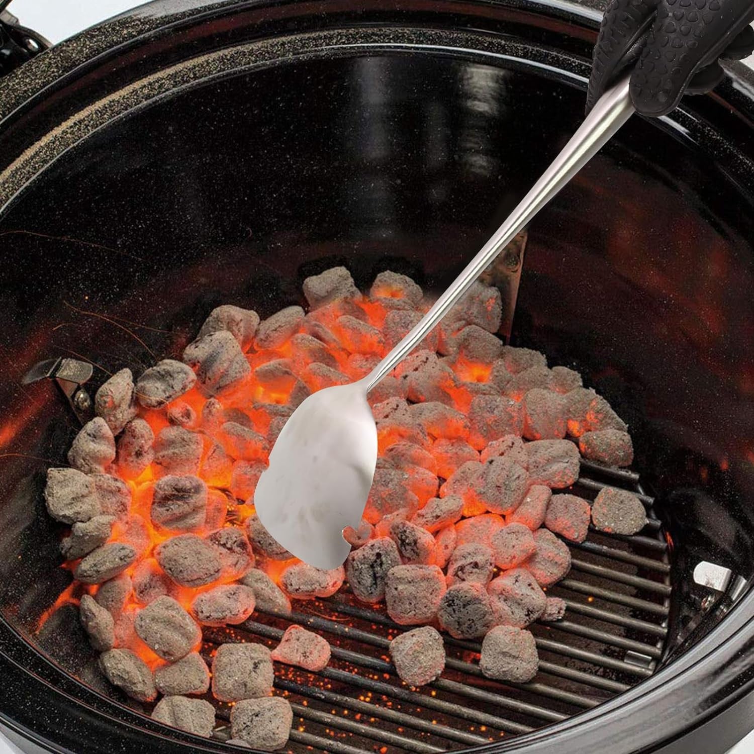 OLIGAI BBQ Charcoal Rake,Heavy-Duty Stainless Steel Charcoal Grill Ash Rake for Fireplace,Wood Stove,Grill,Charcoal Grill Poker for Smoker,Ceramic,Kamado,Vision Grills Cleaning Tool Accessories