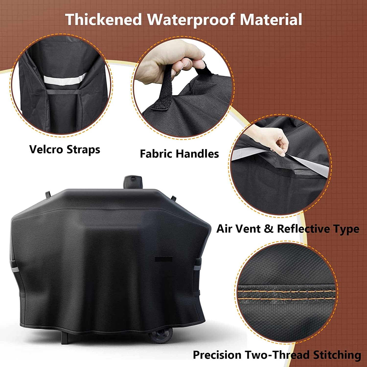 Grill Cover for Camp Chef 24 Pellet Grills, Model DLX 24, Smokepro 24, PG24, PG24LS, PG24S, PG24SE, PG24LTD, PG24XT, SG24, Smokepro DLX, Woodwind 24 Pellet Grills, Full Length Anti-Uv 600D