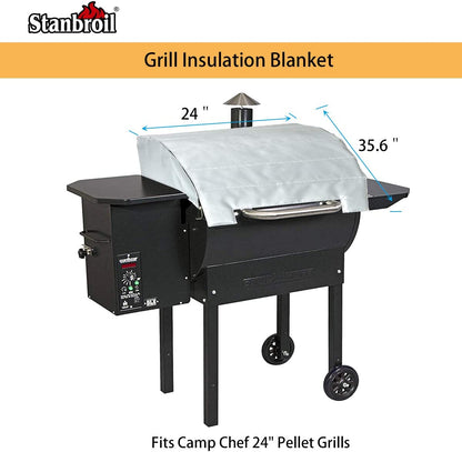 Stanbroil Insulated Blanket for Camp Chef 24" Pellet Grills, Including Smokepro DLX24, PG24BLK, PG24, PG24S, PG24LS Modles, 24 X 35.6 Inch, Gray