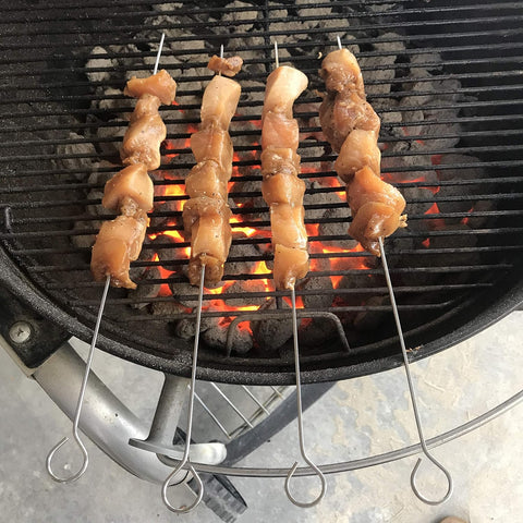 Image of Grillers Choice Kabob Skewers, Set of 14, 15" Shish Kabob Skewers for Grilling. Made with Type 410 Stainless Steel, the Highest Grade of Stainless Steel. Strong Metal Skewers.